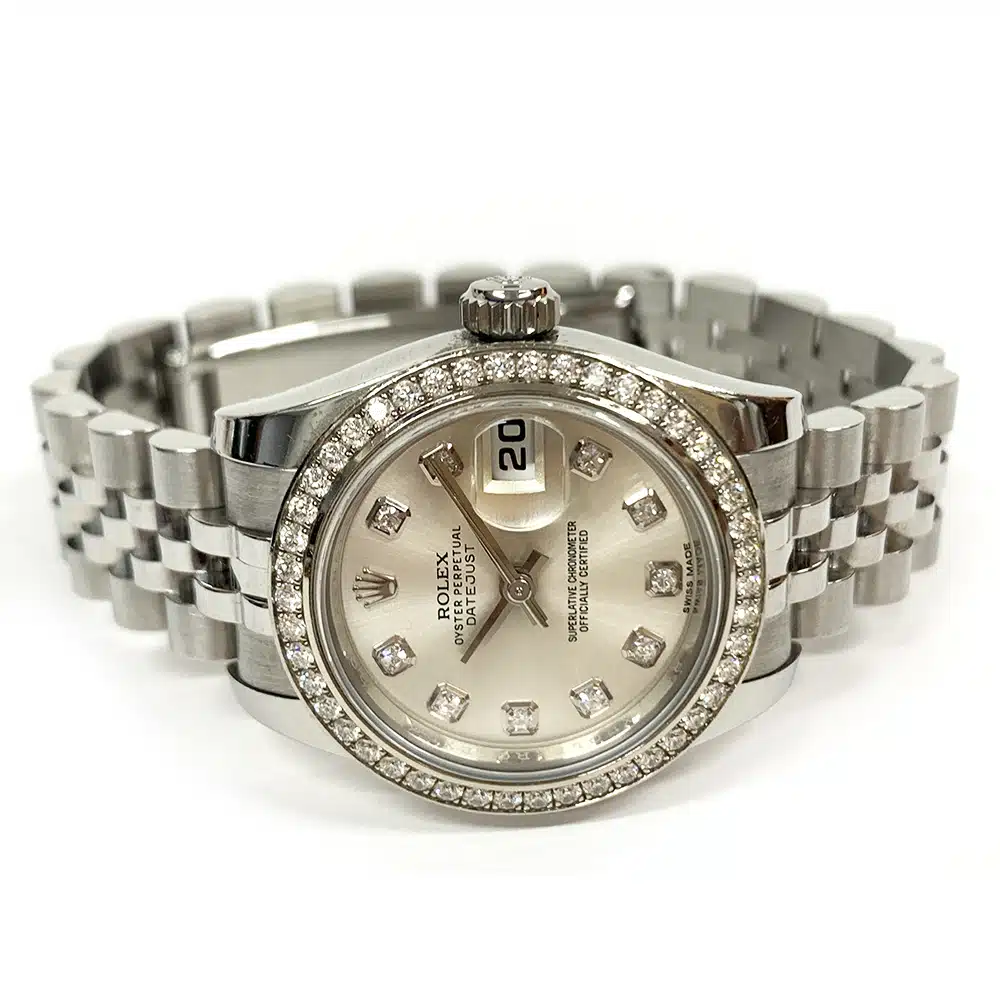 Rolex Lady-Datejust 179384 Jubilee 26mm Stainless Steel Watch Silver Diamond Dial – image 2