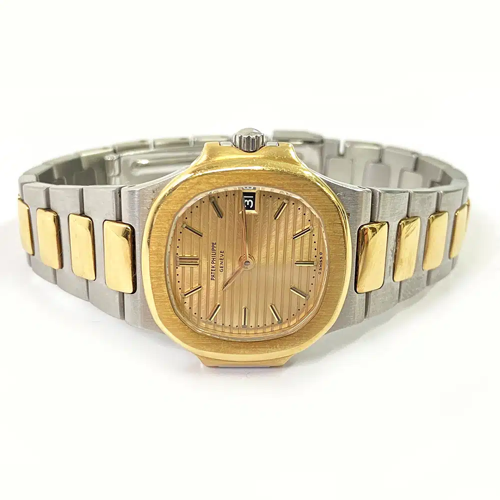 Patek Philippe Nautilus 25mm 4700 Stainless Steel & Yellow Gold Watch Champagne Index Dial – image 2