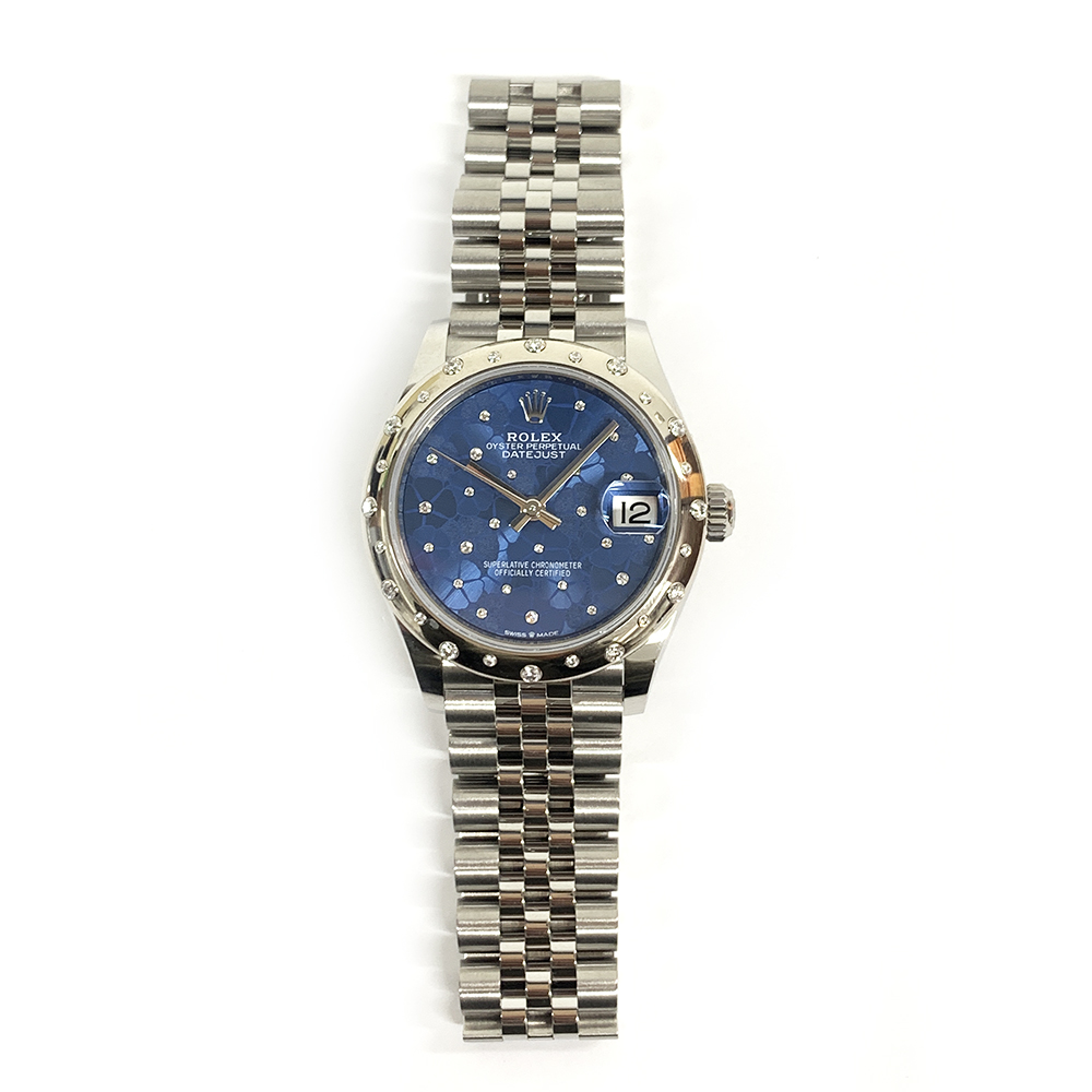Rolex Datejust 31mm 278344RBR-0038 Stainless Steel Jubilee Watch Blue Flower Diamond Dial MINT 2023