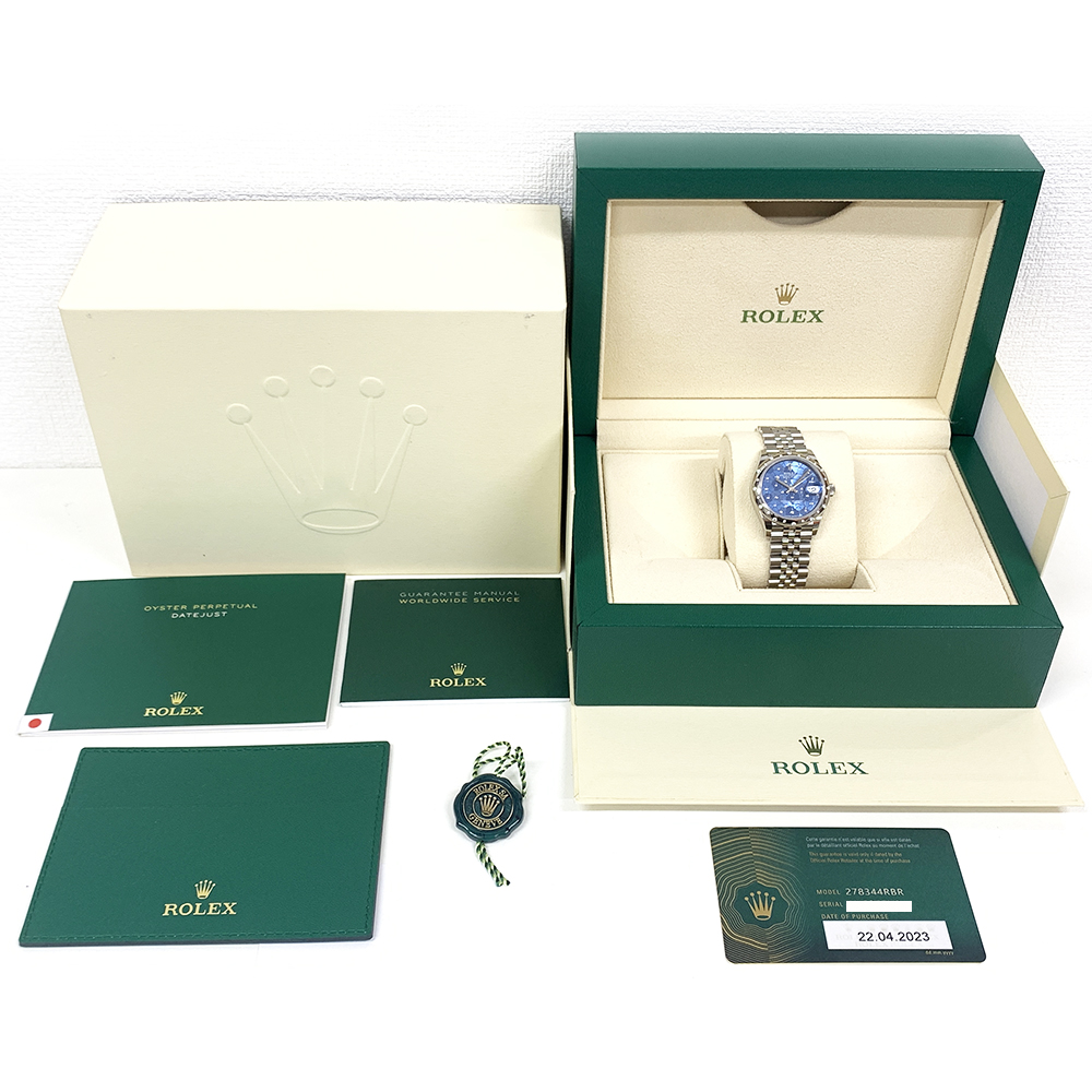 Rolex Datejust 31mm 278344RBR-0038 Stainless Steel Jubilee Watch Blue Flower Diamond Dial MINT 2023