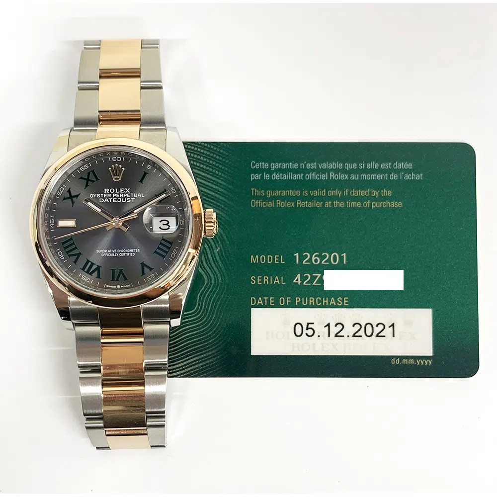 Rolex Datejust 36mm 126201-0030 Oyster Stainless Steel & Rose Gold Wimbledon Roman Dial 2021 – image 2