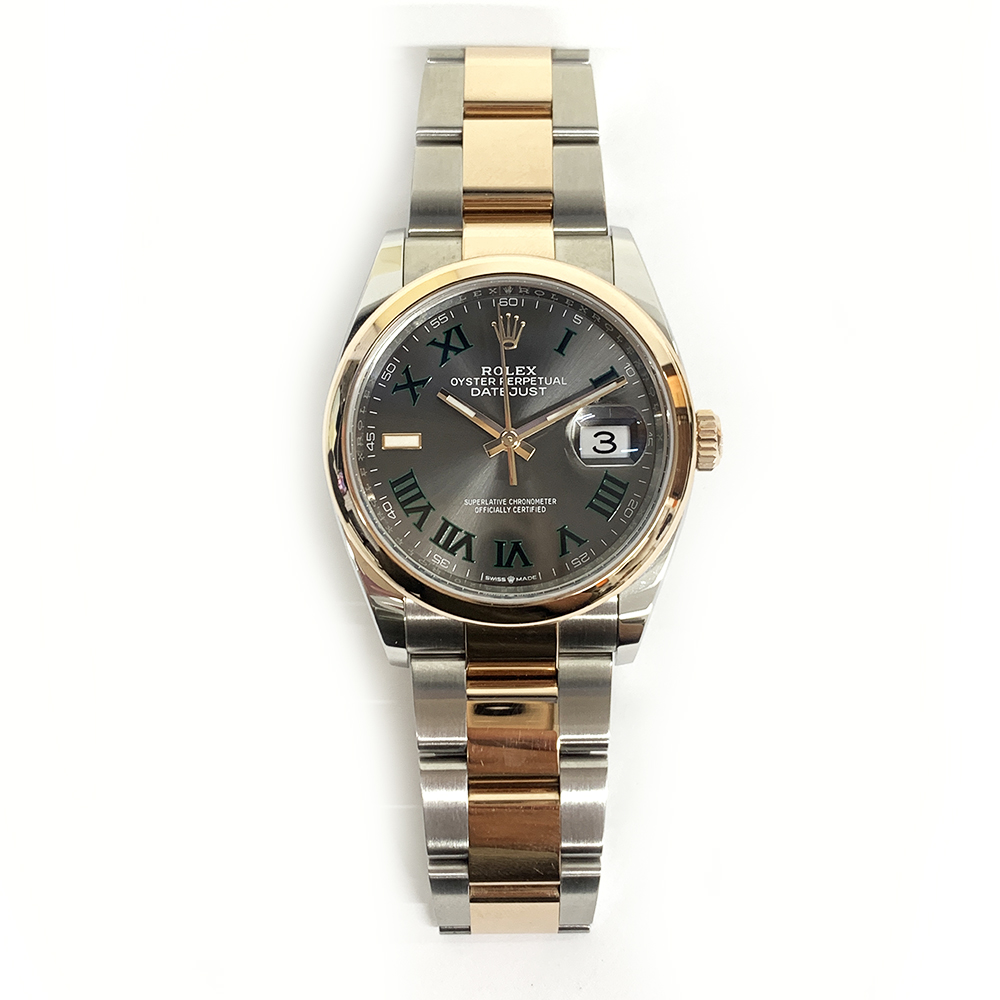 Rolex Datejust 36mm 126201-0030 Oyster Stainless Steel & Rose Gold Wimbledon Roman Dial 2021
