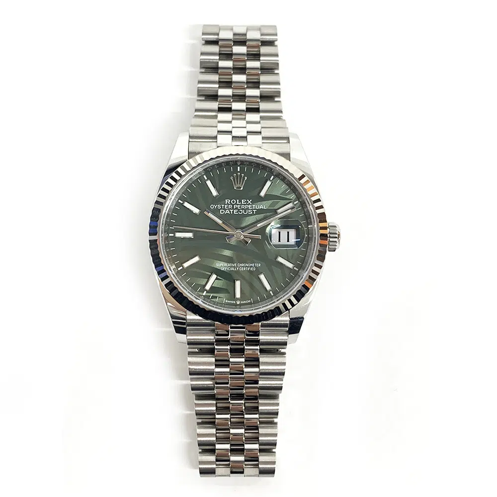 Rolex Datejust Green Palm Dial 36mm 126234-0047 Stainless Steel Jubilee Watch MINT 2022 – image 3