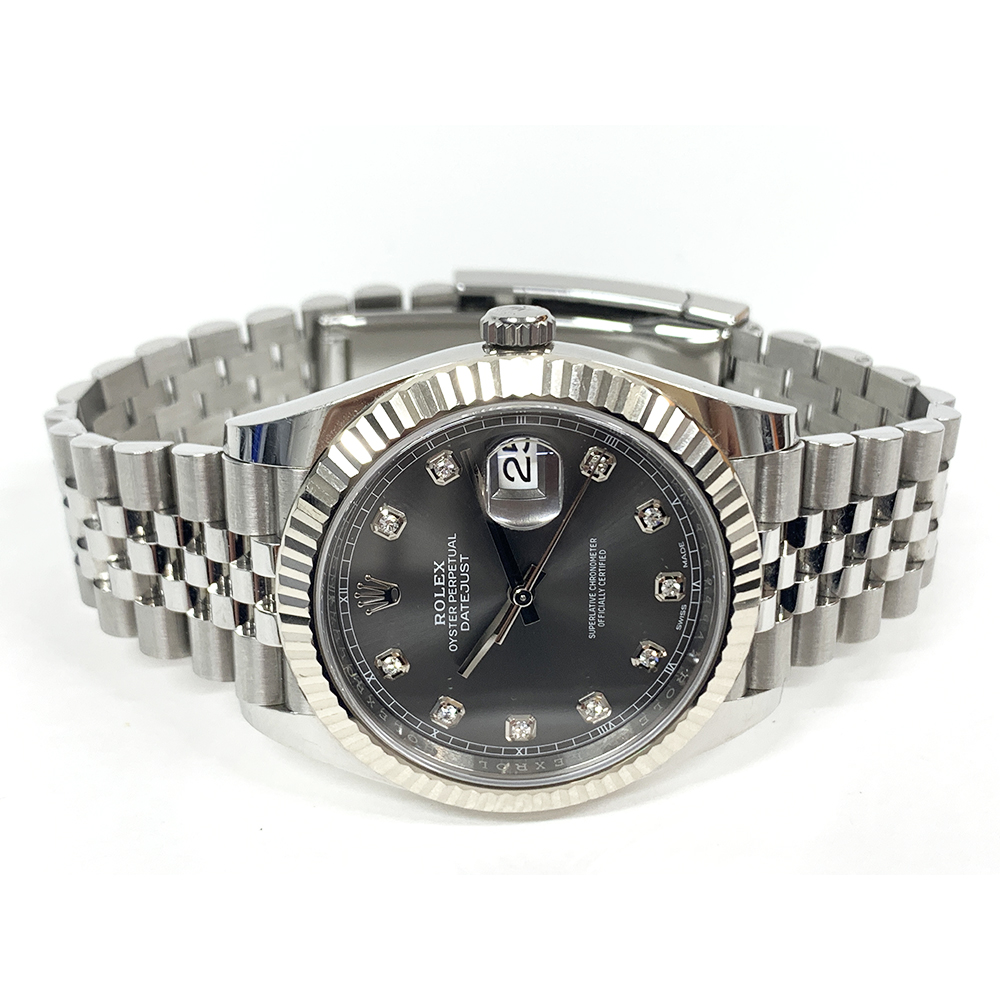 Rolex Datejust 41mm 126334 Stainless Steel Jubilee Watch Slate Grey Diamond Dial 2018