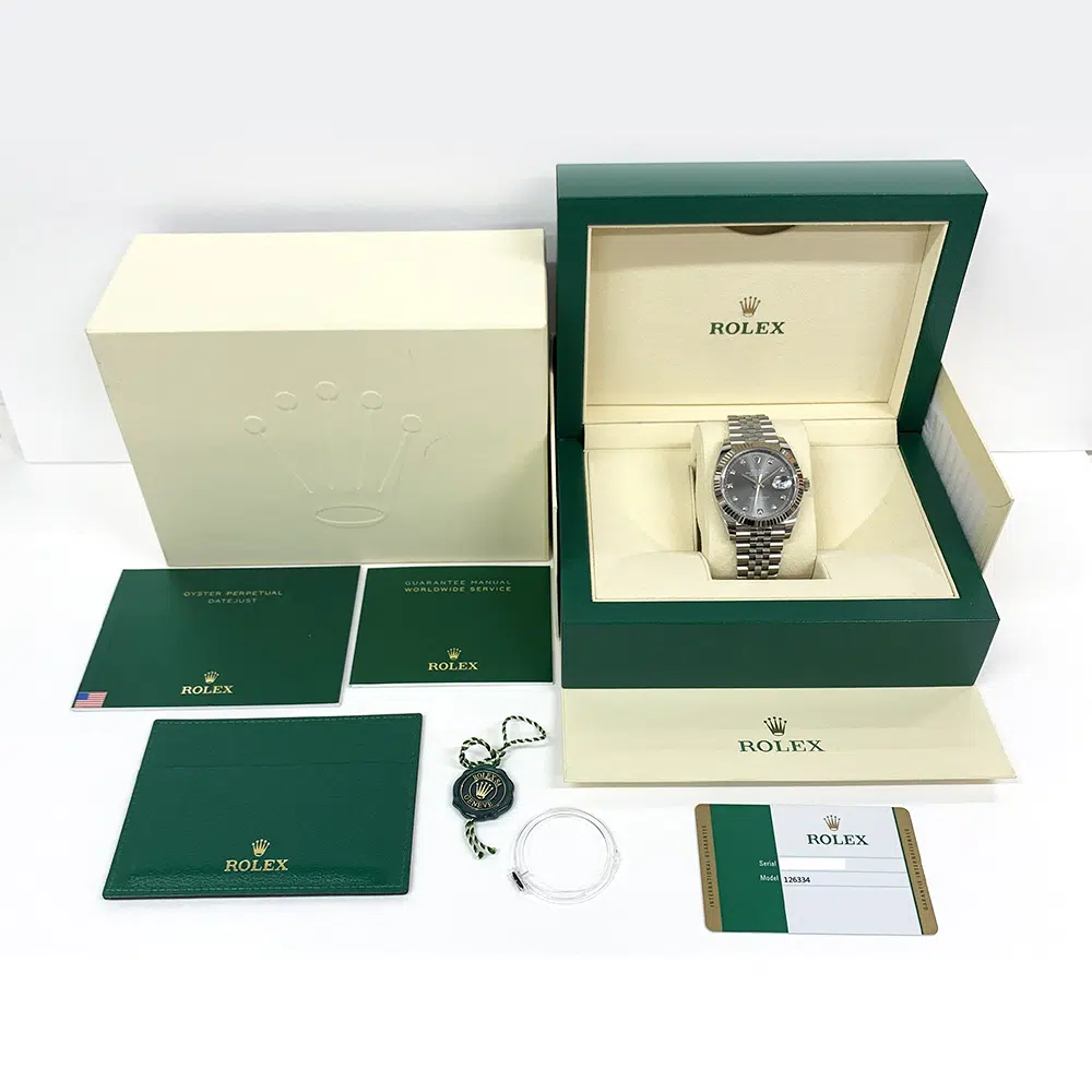 Rolex Datejust 41mm 126334 Stainless Steel Jubilee  Watch Slate Grey Diamond Dial 2018 – image 8