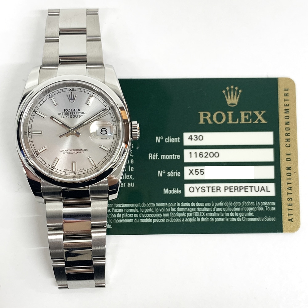 Rolex Datejust 116200 36mm Stainless Steel with Silver Dial Watch