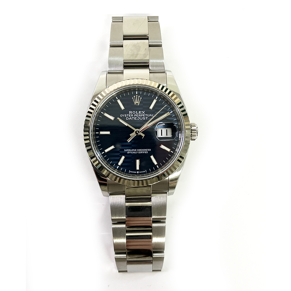 Rolex Datejust Blue Fluted Index Dial 36mm 126234-0050 Stainless Steel Oyster Bracelet MINT 2022