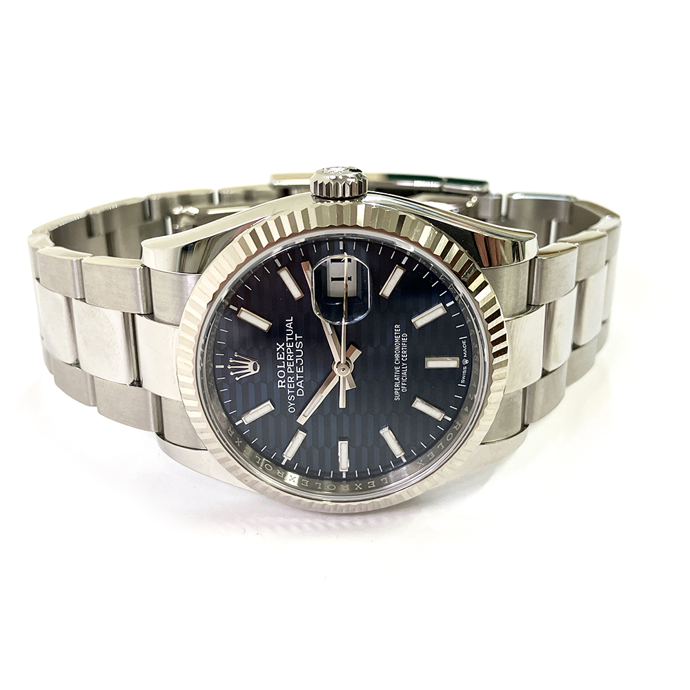 Rolex Datejust Blue Fluted Index Dial 36mm 126234-0050 Stainless Steel Oyster Bracelet MINT 2022