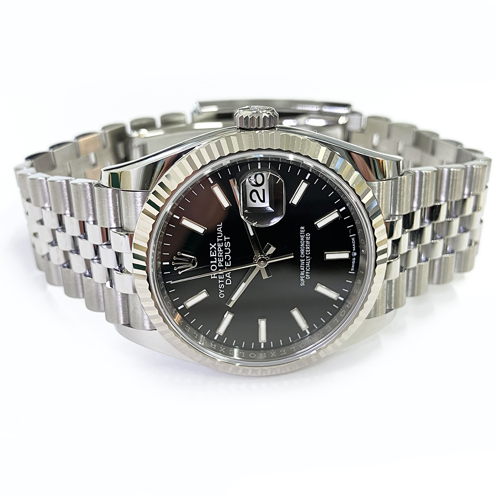 Rolex Datejust 36 Black Dial Fluted White Gold Bezel 126234 Stainless Steel Jubilee Watch 2020