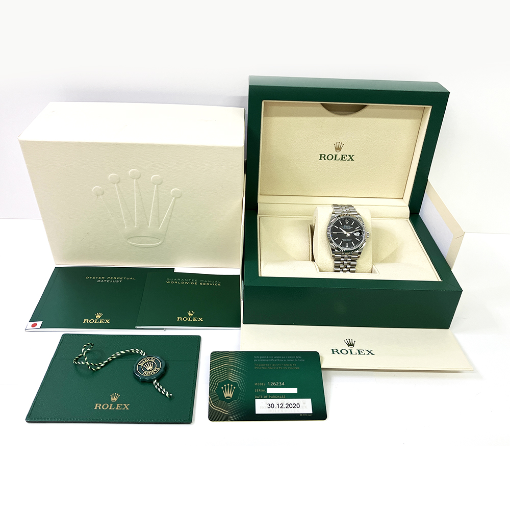 Rolex Datejust 36 Black Dial Fluted White Gold Bezel 126234 Stainless Steel Jubilee Watch 2020