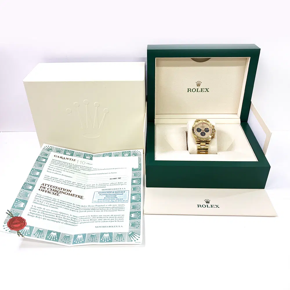 Rolex Cosmograph Daytona 40mm Oyster 116528 Yellow Gold Watch Champagne/Black Dial 2002 – image 8