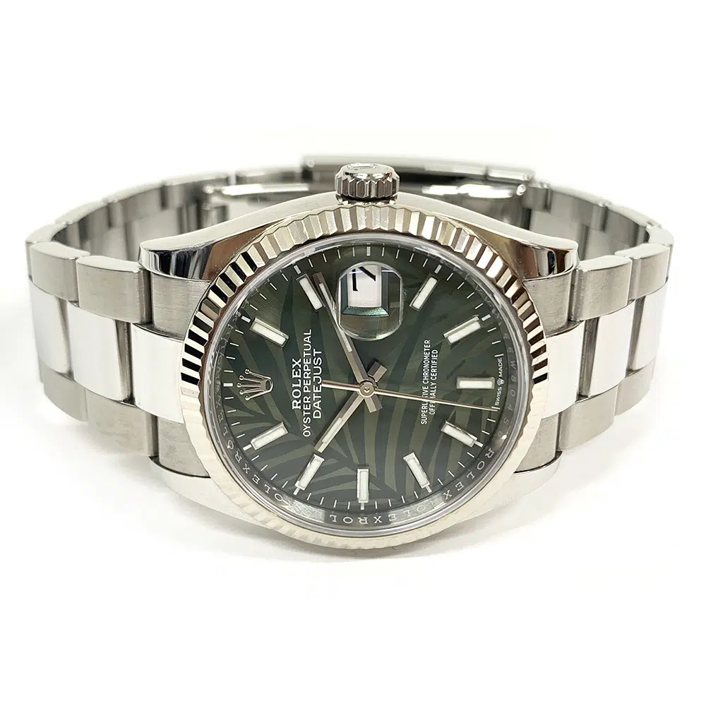 Rolex Datejust 36mm Stainless Steel Watch 126234-0048 Green Palm Index Dial Oyster Bracelet MINT 2021 – image 4