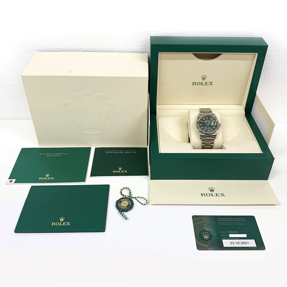 Rolex Datejust 36mm Stainless Steel Watch 126234-0048 Green Palm Index Dial Oyster Bracelet MINT 2021 – image 8