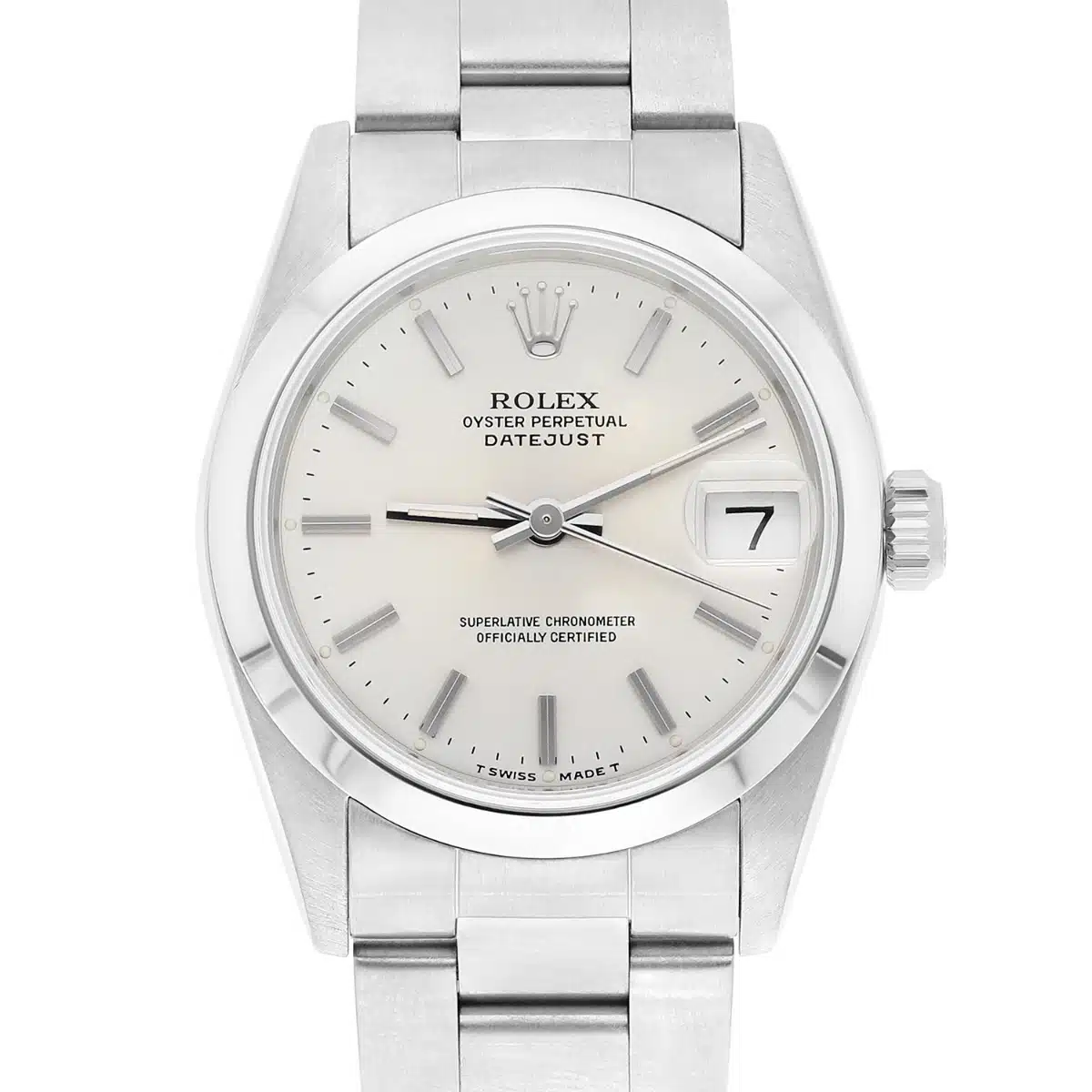 Rolex Datejust 31 68240 silver dial watch, front view