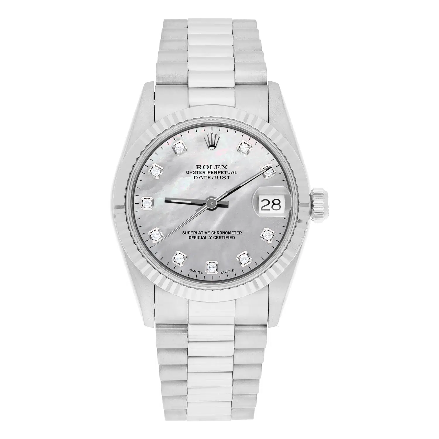 Rolex Datejust 31 White Gold Grey Mother of Pearl Dial Ladies Watch Presidential 68279 – image 2