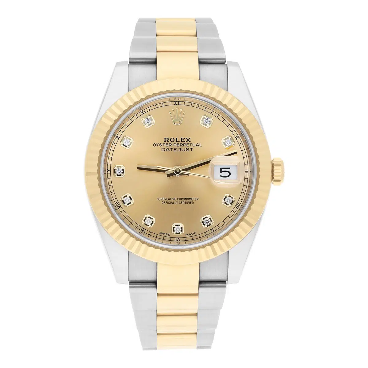 Rolex Datejust 41 Factory Champagne Diamond Dial 2tone Watch Oyster Band 126333 – image 2