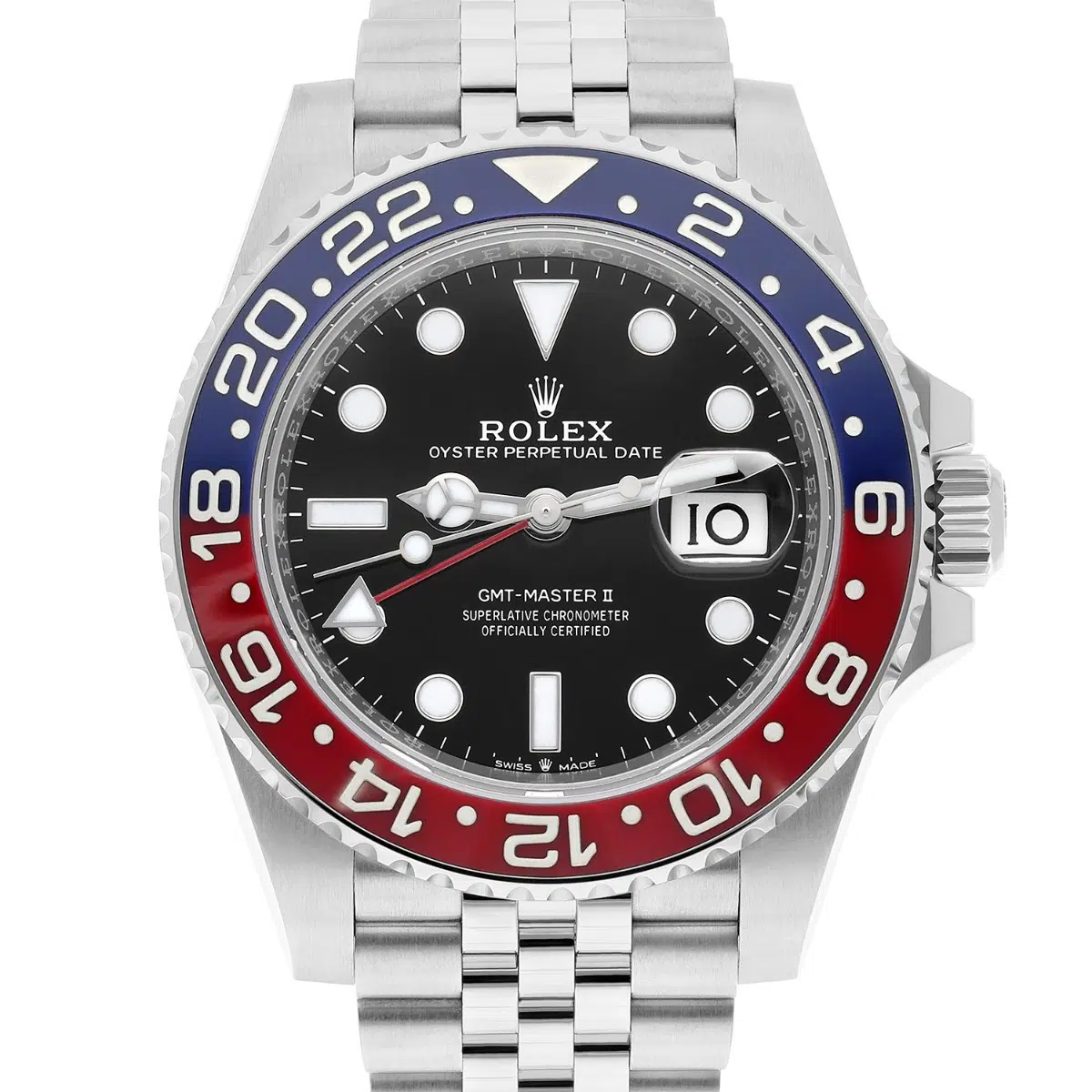 Rolex GMT-Master II 126710BLRO Pepsi watch, side view
