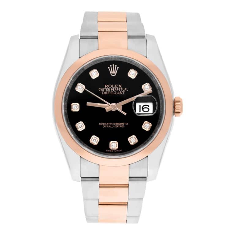 Rolex Datejust 36mm Black Diamond Dial Rose Gold/Stainless Steel 116201-0083