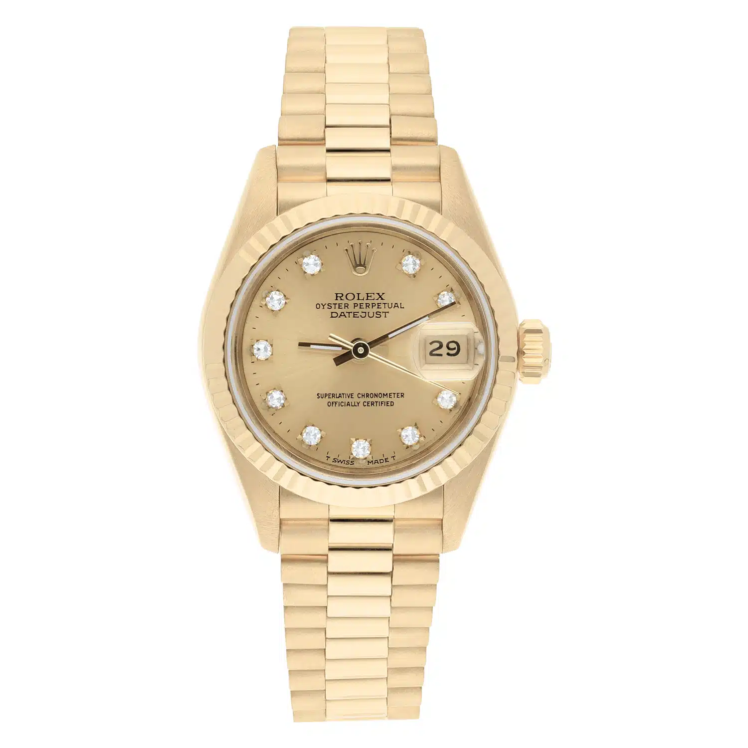 Rolex Lady-Datejust 69178 26mm 18K Yellow Gold Champagne Dial Ladies Watch Complete – image 2