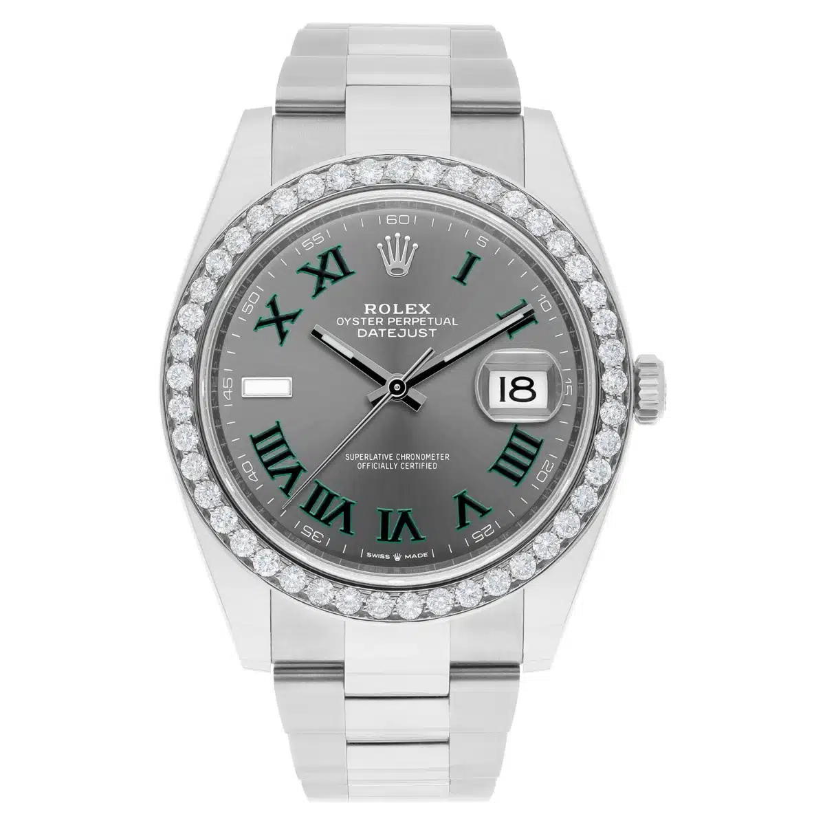 Rolex Datejust 126334 Stainless Steel 41mm Gray Wimbledon Dial Diamond Bezel – image 2