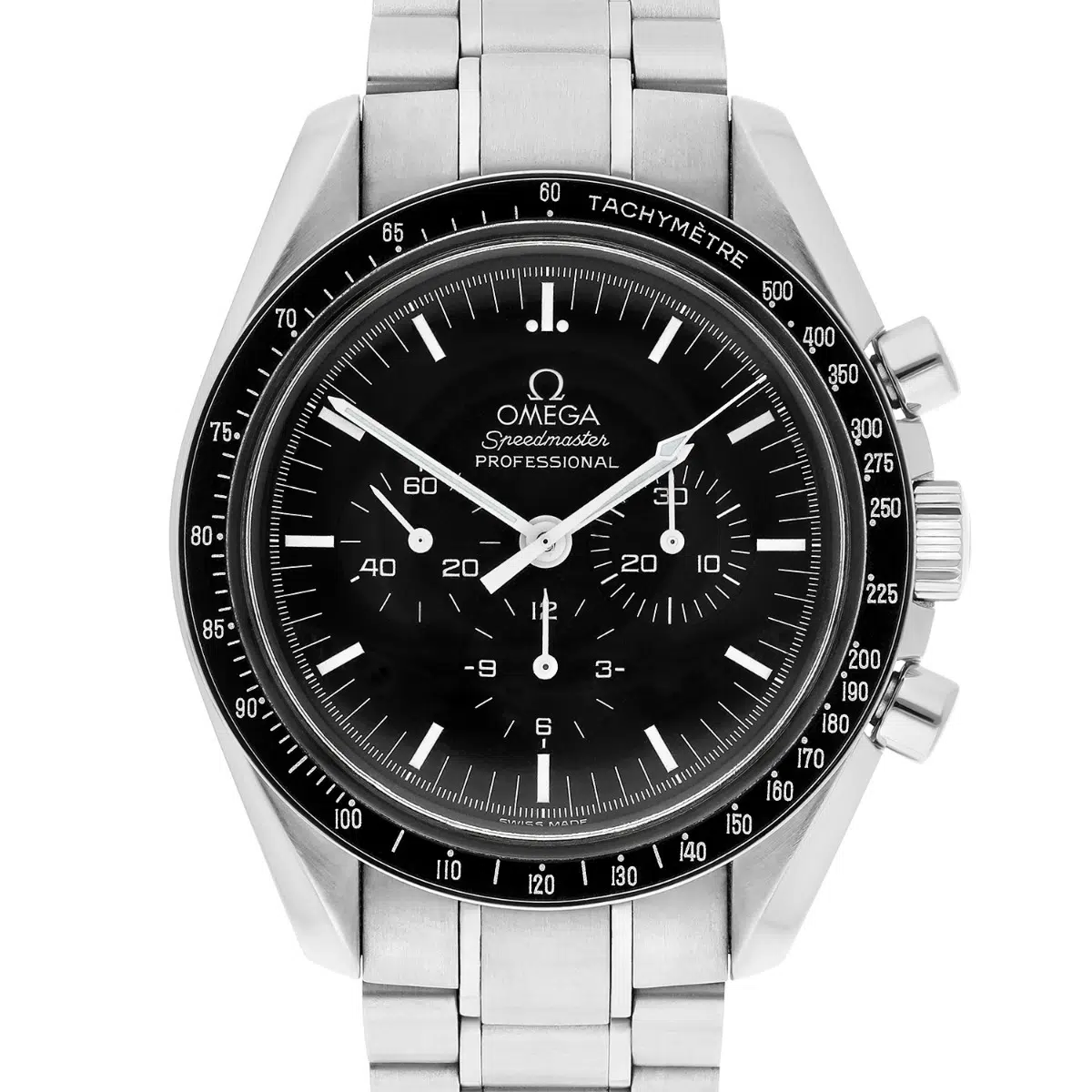 Omega Speedmaster Moonwatch 3570.50.00 stainless steel watch, dial detail