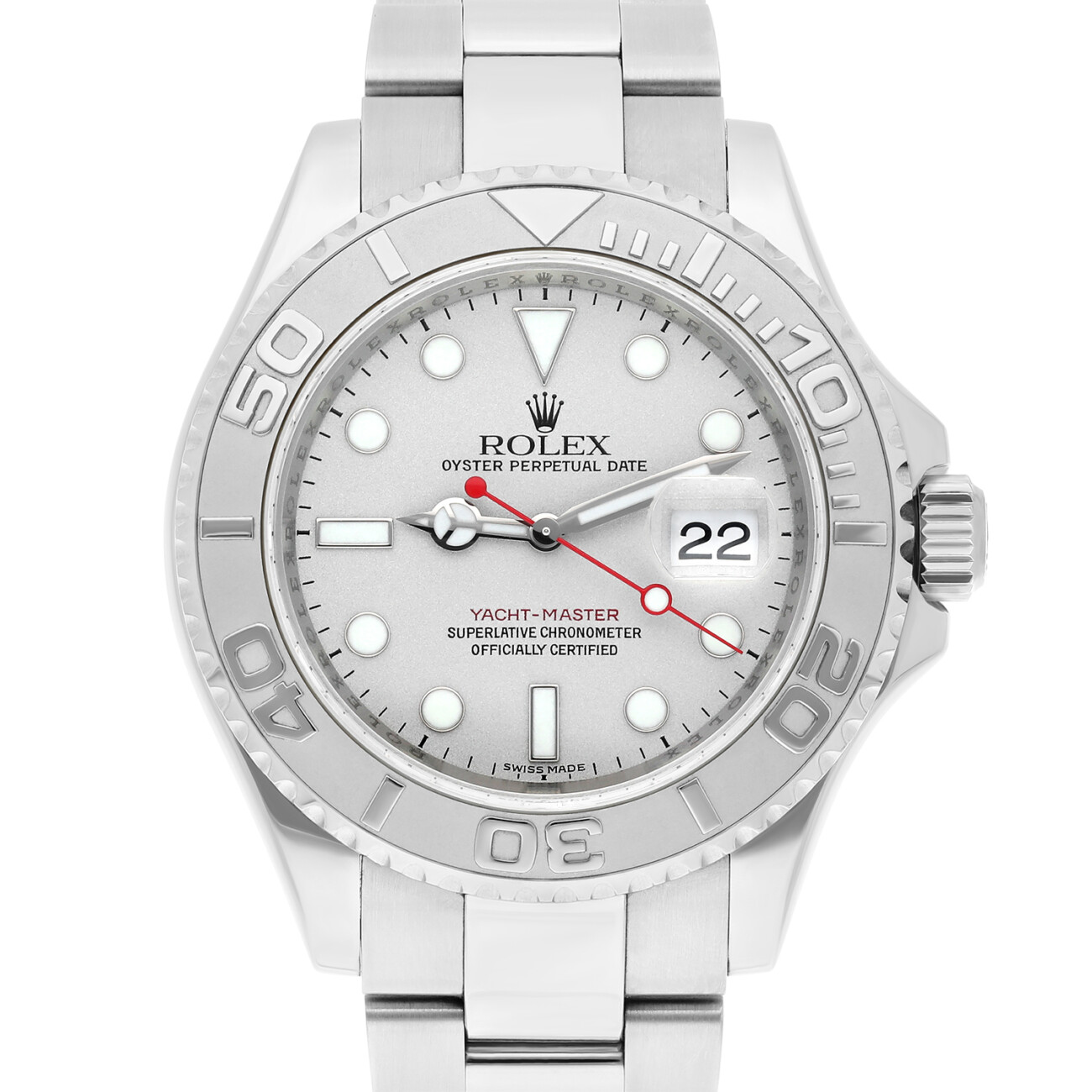 Rolex Yacht-Master Platinum Bezel 40mm Automatic Oyster Watch 16622 2008 B/P