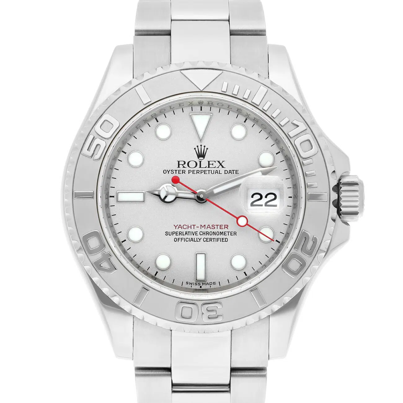 Rolex Yacht-Master Platinum Bezel 40mm Automatic Oyster Watch 16622 2008