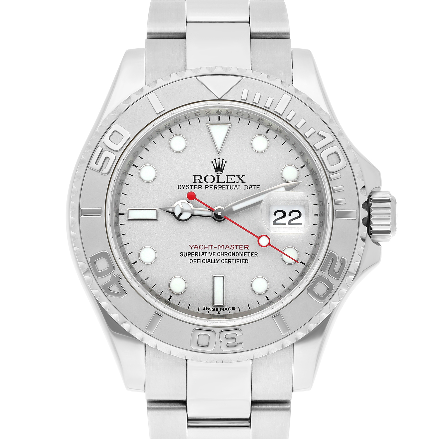 Rolex Yacht-Master Platinum Bezel 40mm Automatic Oyster Watch 16622 2008 B/P