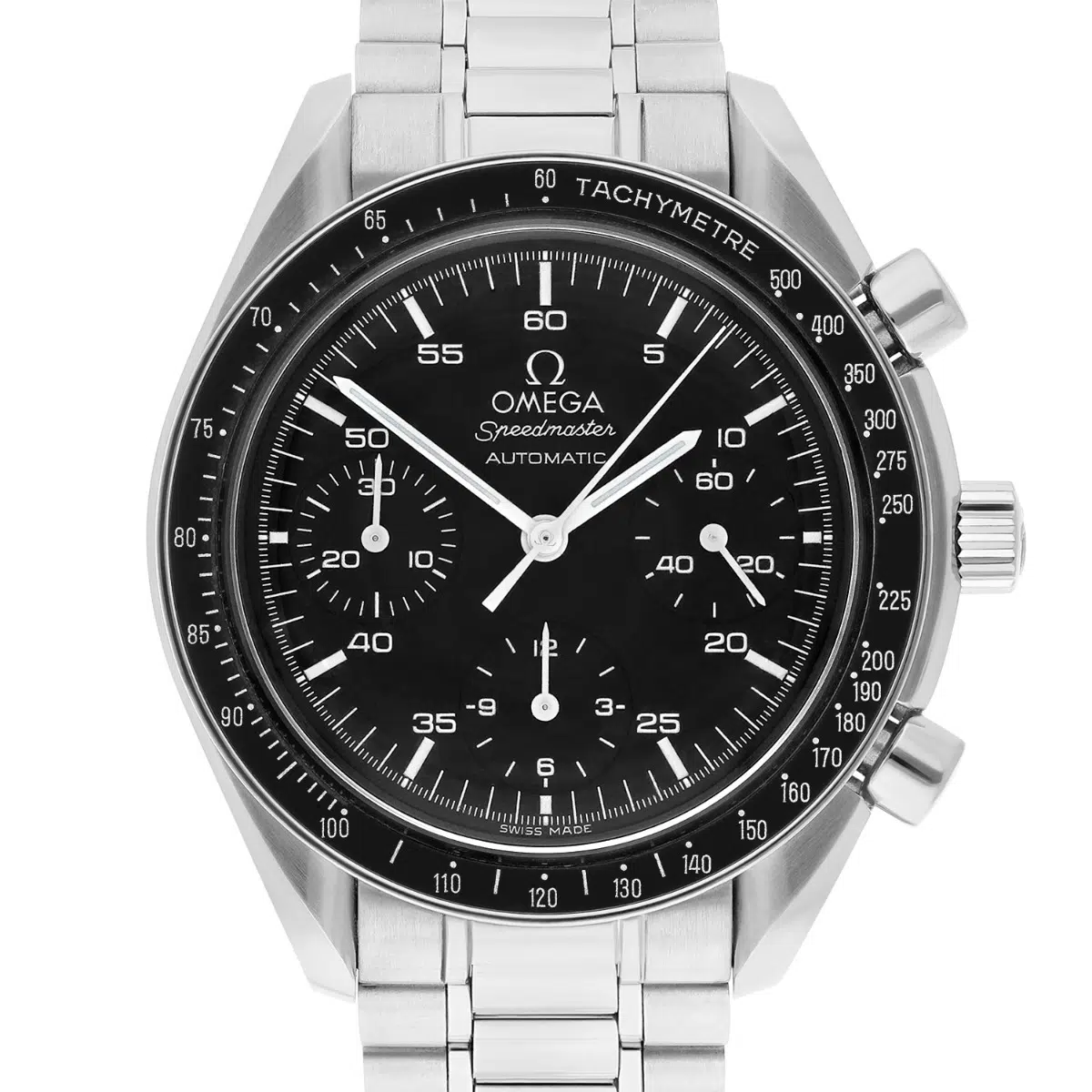 Omega Speedmaster Reduced 3510.50.00 stainless steel watch, dial detail