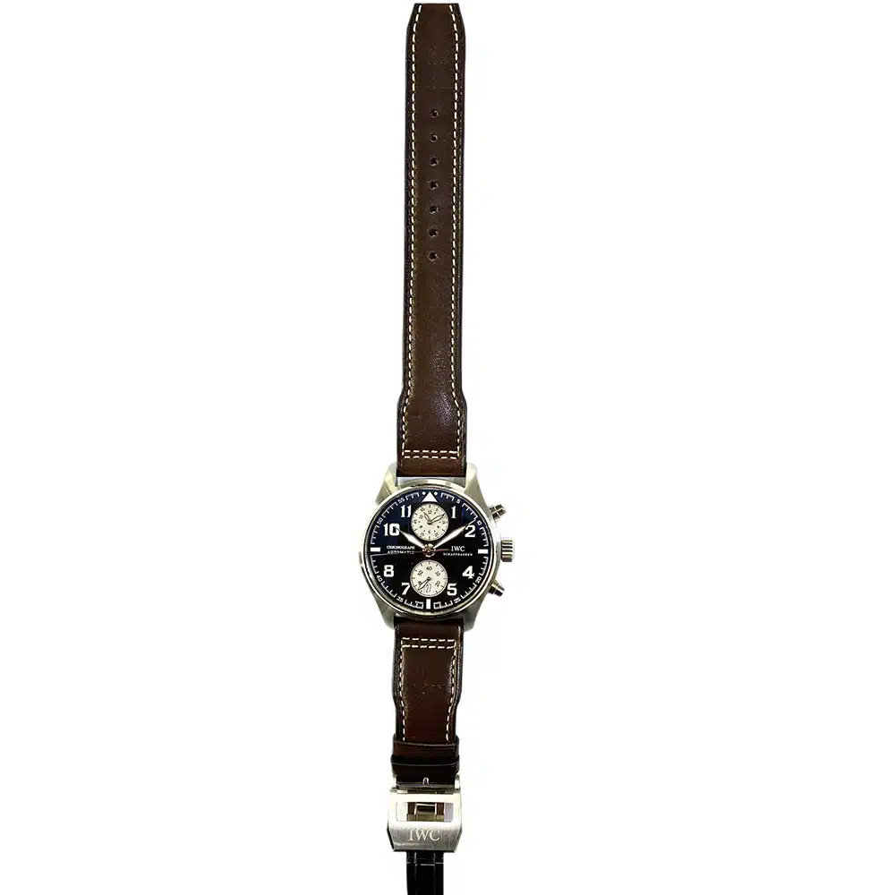 IWC Pilot Spitfire Chronograph IW387806 Stainless Steel with Brown Leather Watch 2014 – image 2