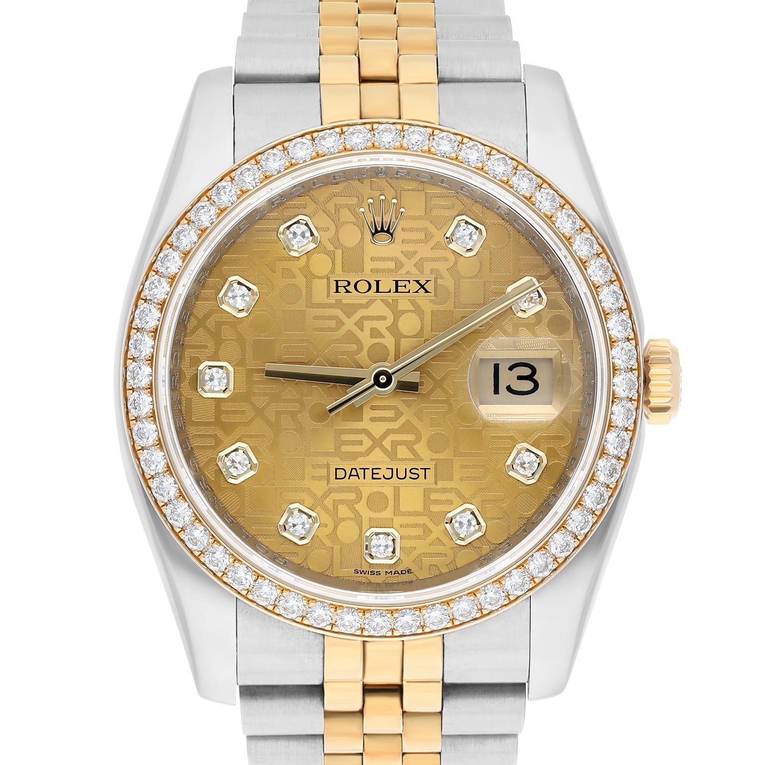 Rolex Datejust 116243 36mm Yellow Gold & Steel Champagne Jubilee Diamond Dial