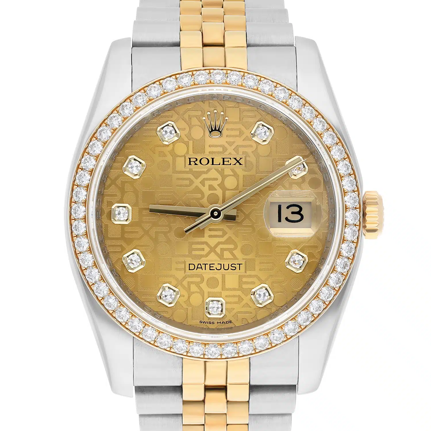 Rolex Datejust 116243 36mm Yellow Gold & Steel Champagne Jubilee Diamond Dial – image 2