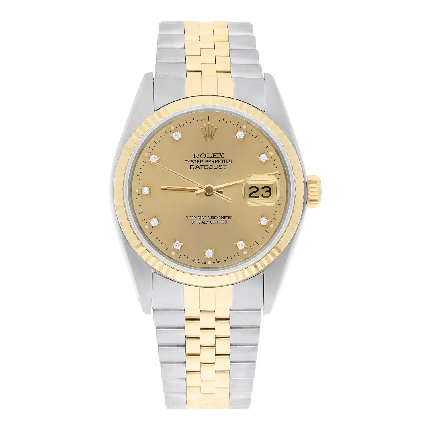 Rolex Datejust 36mm Two Tone Champagne Diamond Dial Jubilee 16013 Circa 1987 – image 2