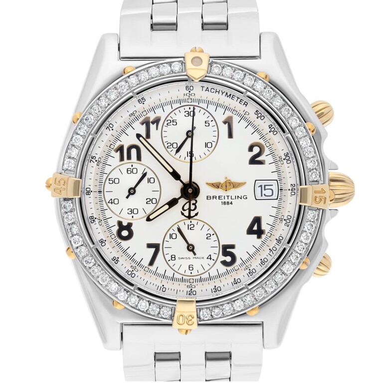 Breitling Chronomat Cream Dial 39MM Steel & 18K Yellow Gold B13050 Diamond Bezel – alternate view