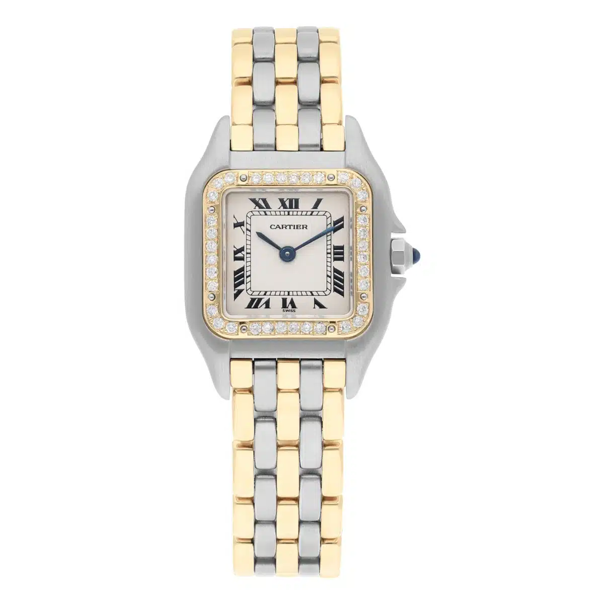 Cartier PANTHERE 1057917 STEEL YELLOW GOLD 3 ROW BRACELET DIAMOND LADIES WATCH – image 2