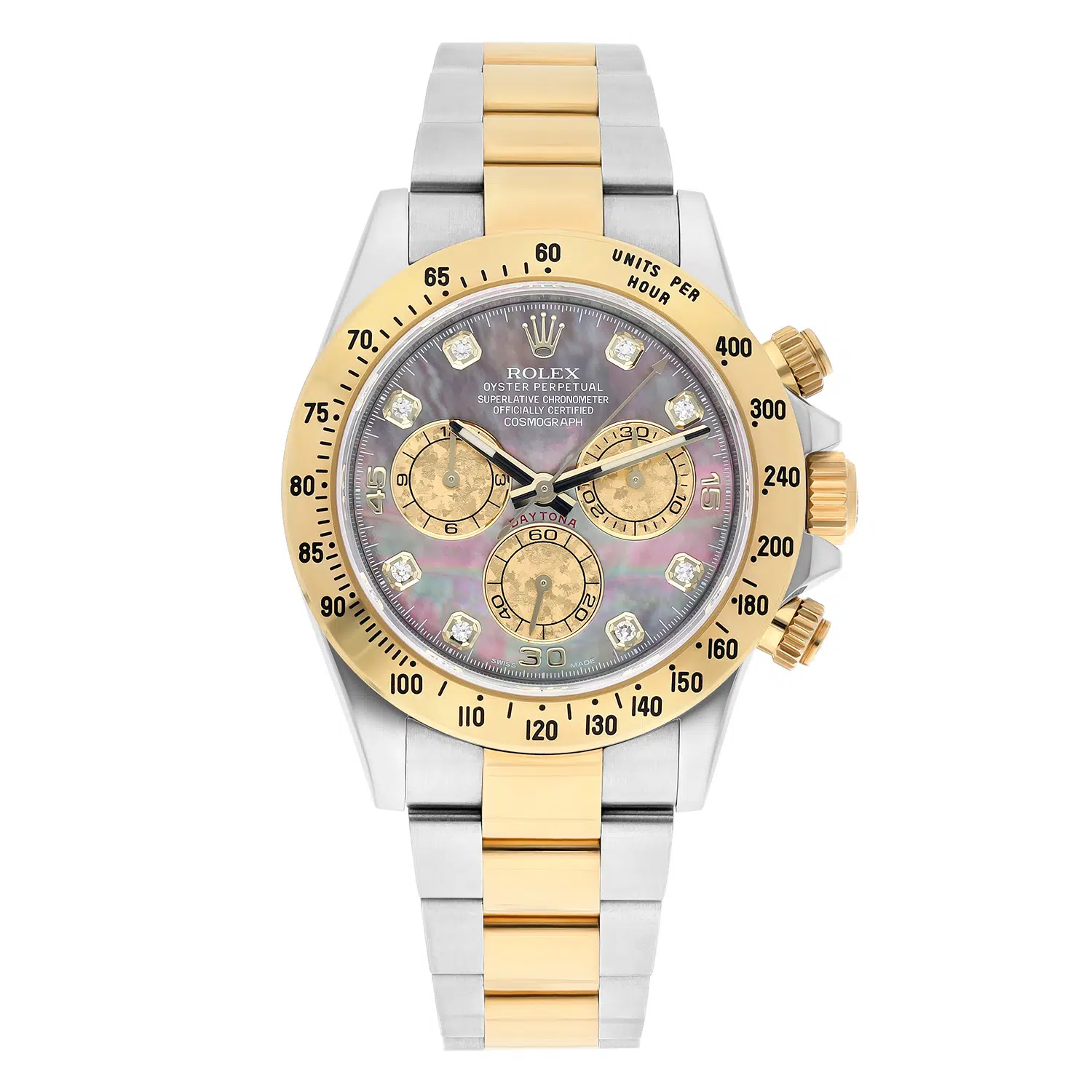 Rolex Daytona Yellow Gold & Steel Black Mother Of Pearl Diamond Dial 116523 B/P – image 2