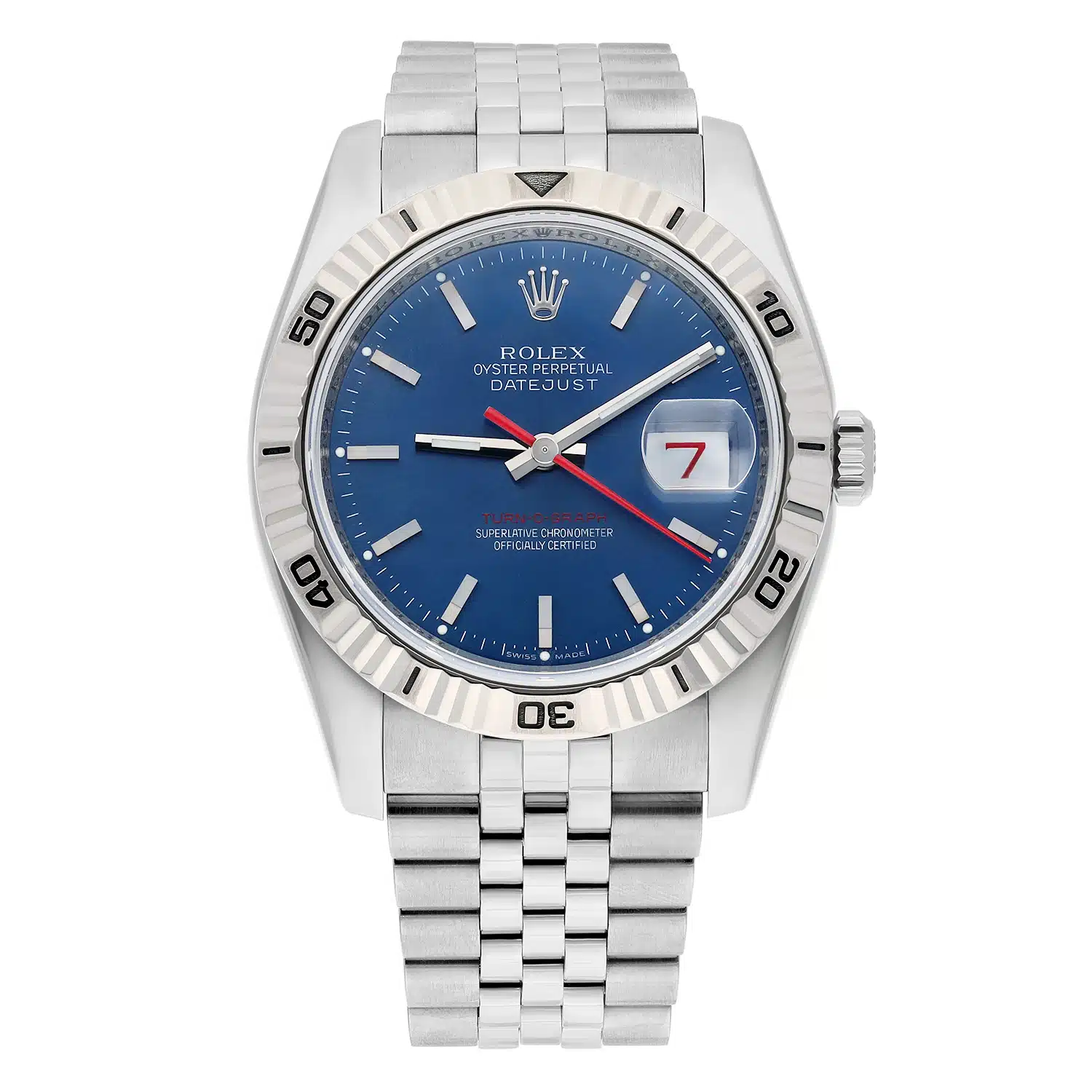Rolex Datejust 116264 Turn-0-Graph 36mm White Gold Blue Dial Watch – image 2