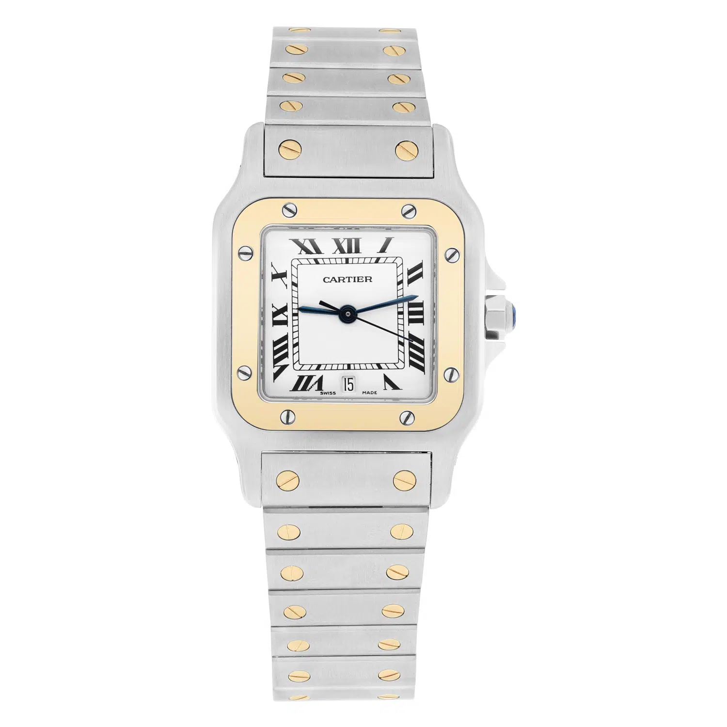 Cartier Santos Galbee W20011C4 Quartz 29 mm Two Tone Yellow Gold Ladies Watch