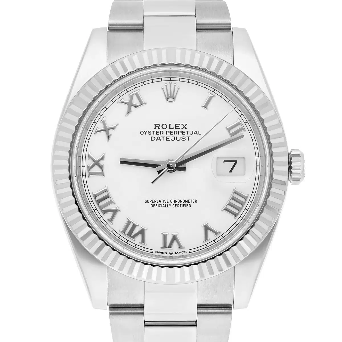 Rolex Datejust 41mm 126334 Fluted Bezel White Roman Dial Oyster Bracelet – image 2