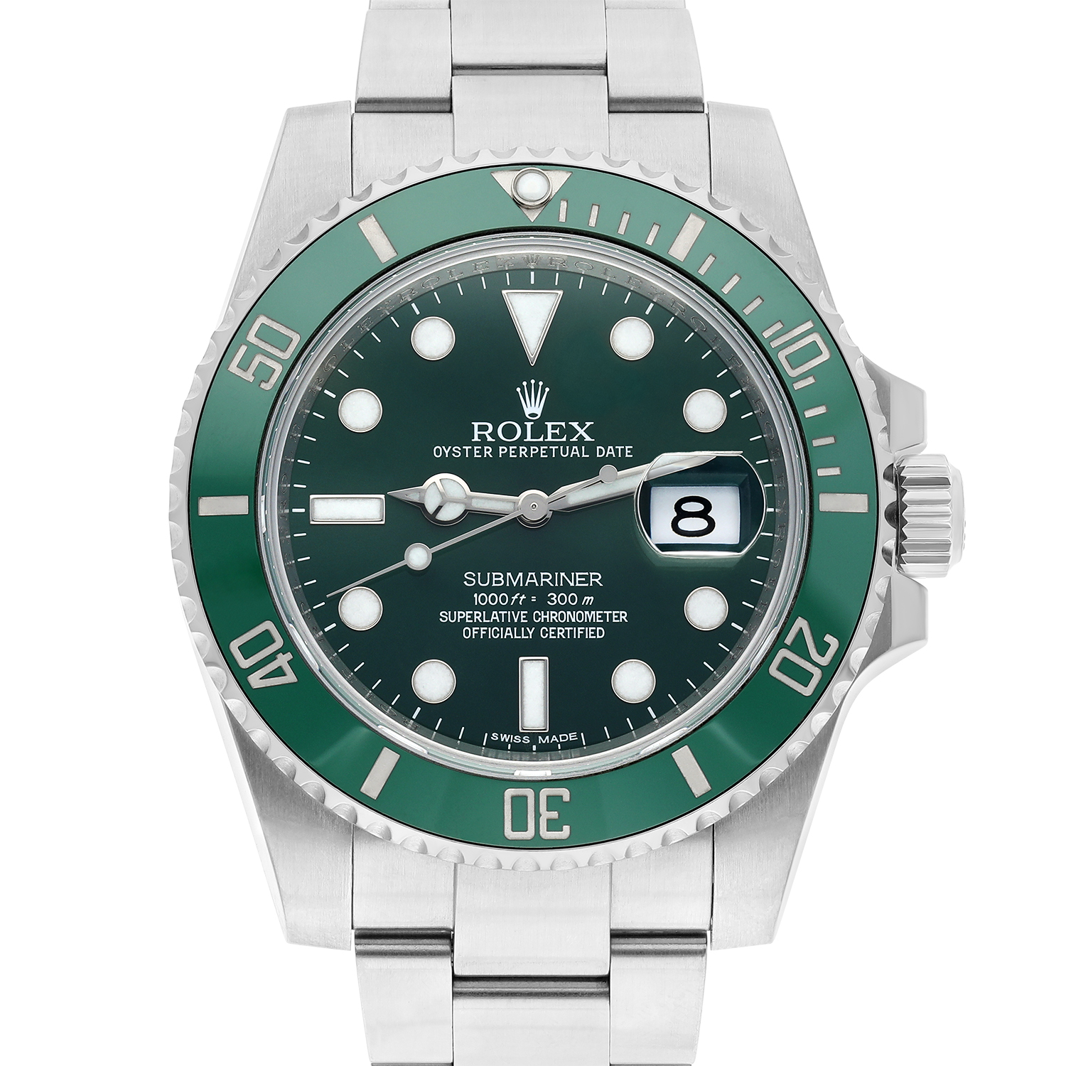 Rolex Submariner Date 40mm 116610LV HULK Steel Green Ceramic Bezel-Green Dial Complete