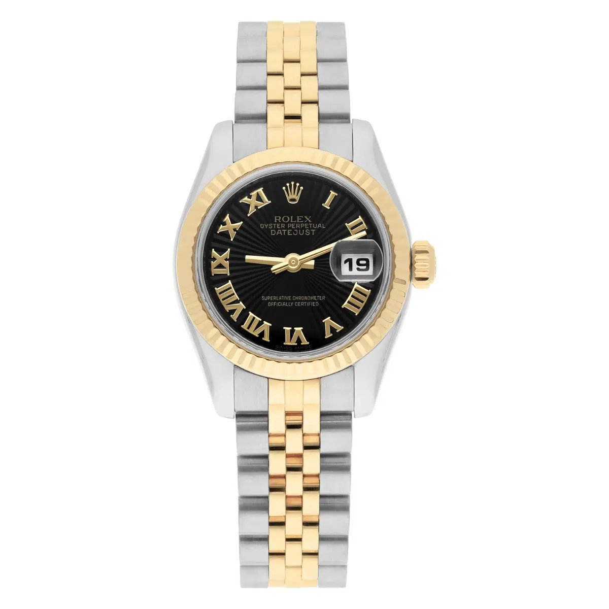 Rolex Lady-Datejust 179173 26mm Steel & Yellow Gold Watch Black Sundust Dial Jubilee Band – image 3