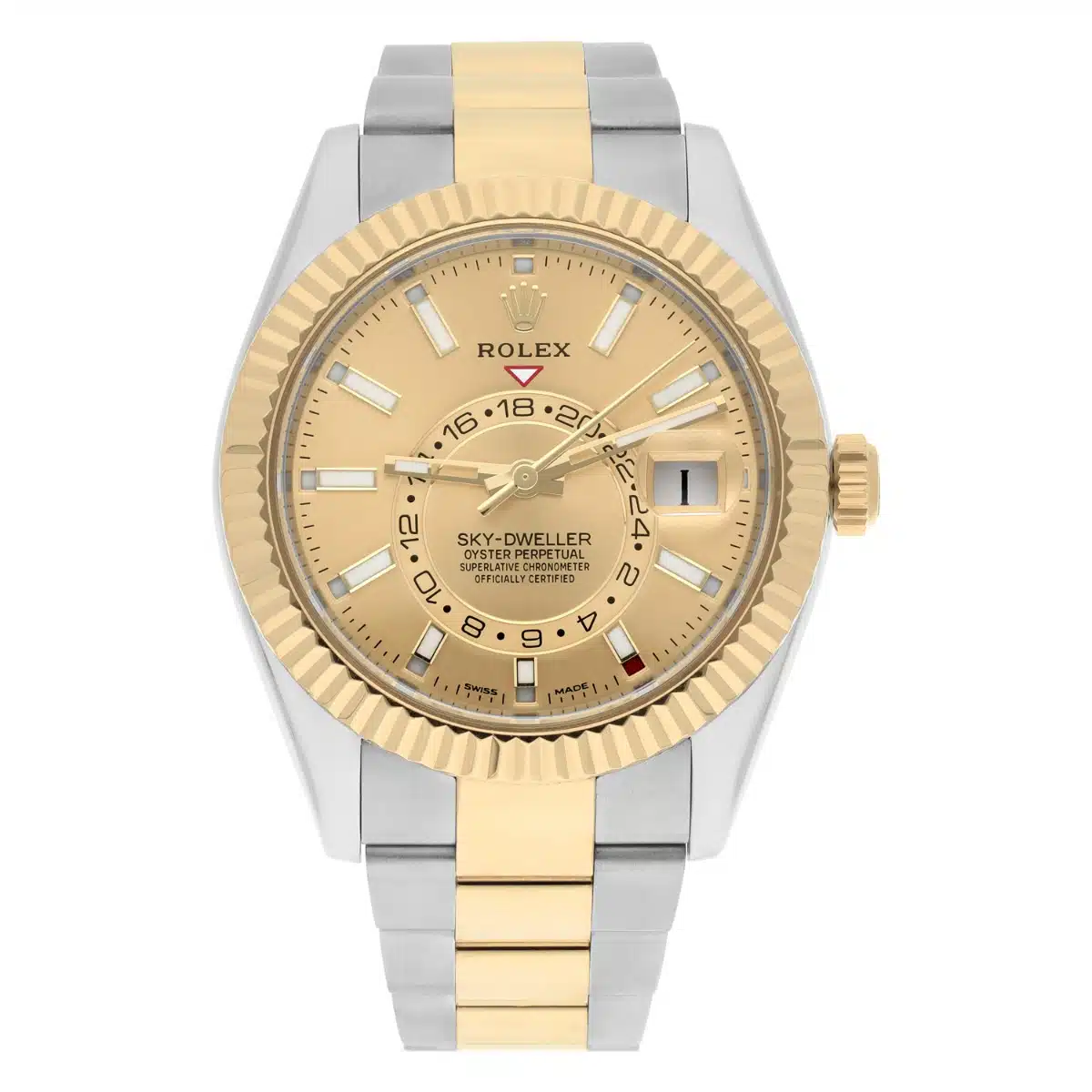 Rolex Sky-Dweller Champagne 326933 Stainless Steel and Yellow Gold Watch B/P – image 2