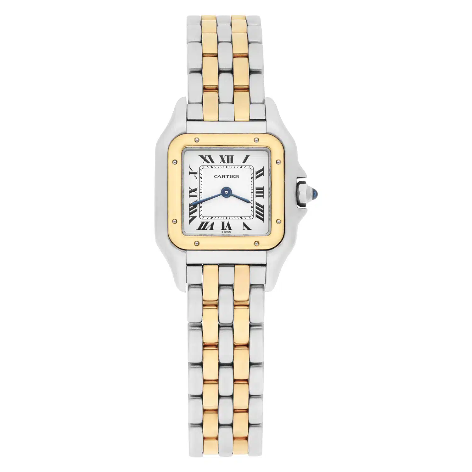 Cartier Panthere W25029B6 yellow gold and steel ladies watch, dial detail