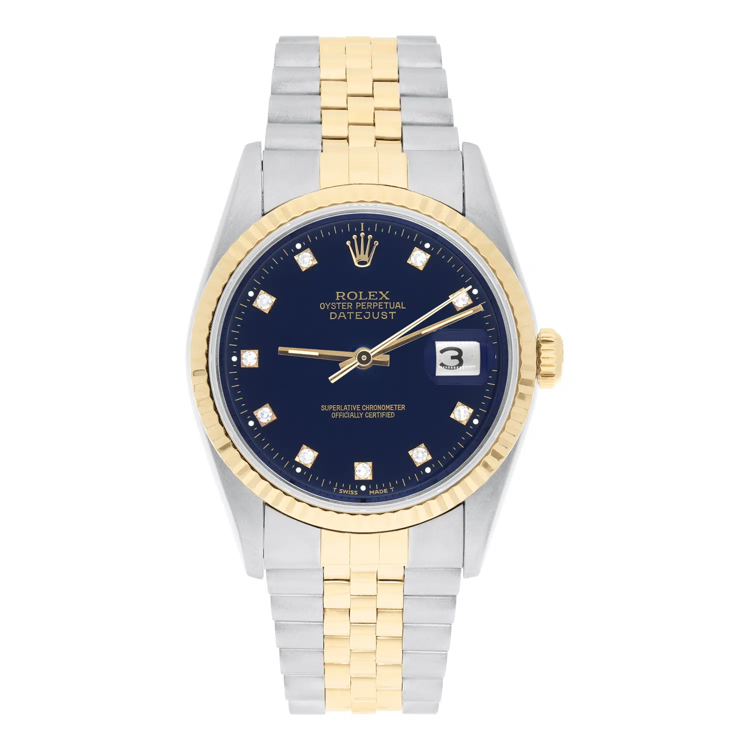 Rolex Datejust 36mm Two Tone Dark Blue Diamond Dial Jubilee 16233 Circa 1993 – image 3