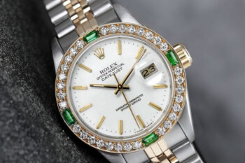 Rolex Lady-Datejust 26mm White Index Dial with Emerald & Diamond Bezel Ladies Watch 69173 – alternate view
