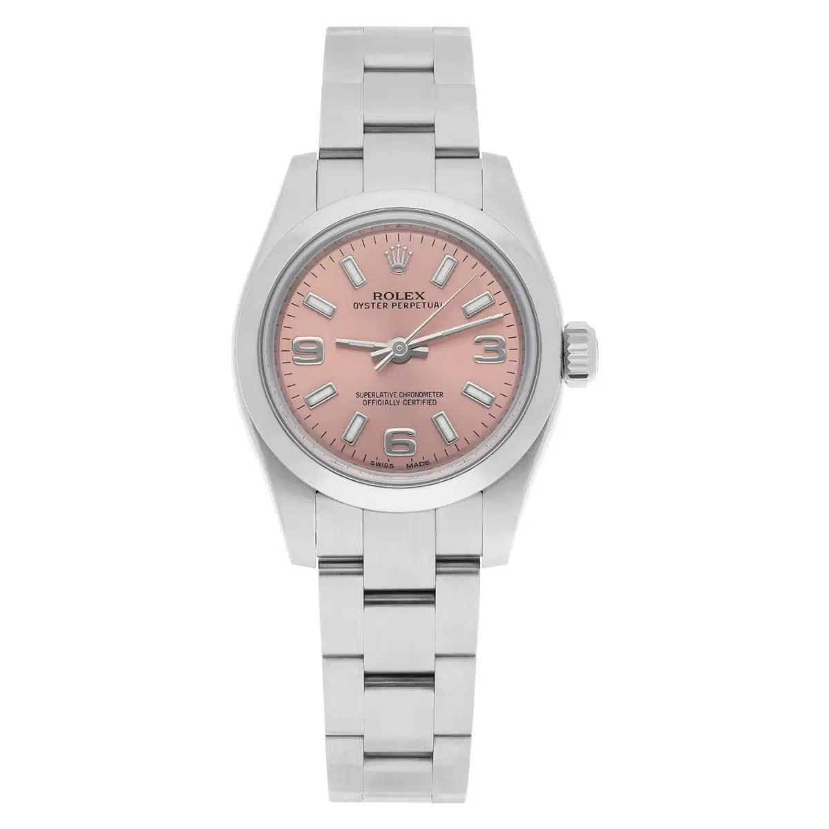 Rolex Oyster Perpetual 176200 salmon dial, stainless steel, dial detail