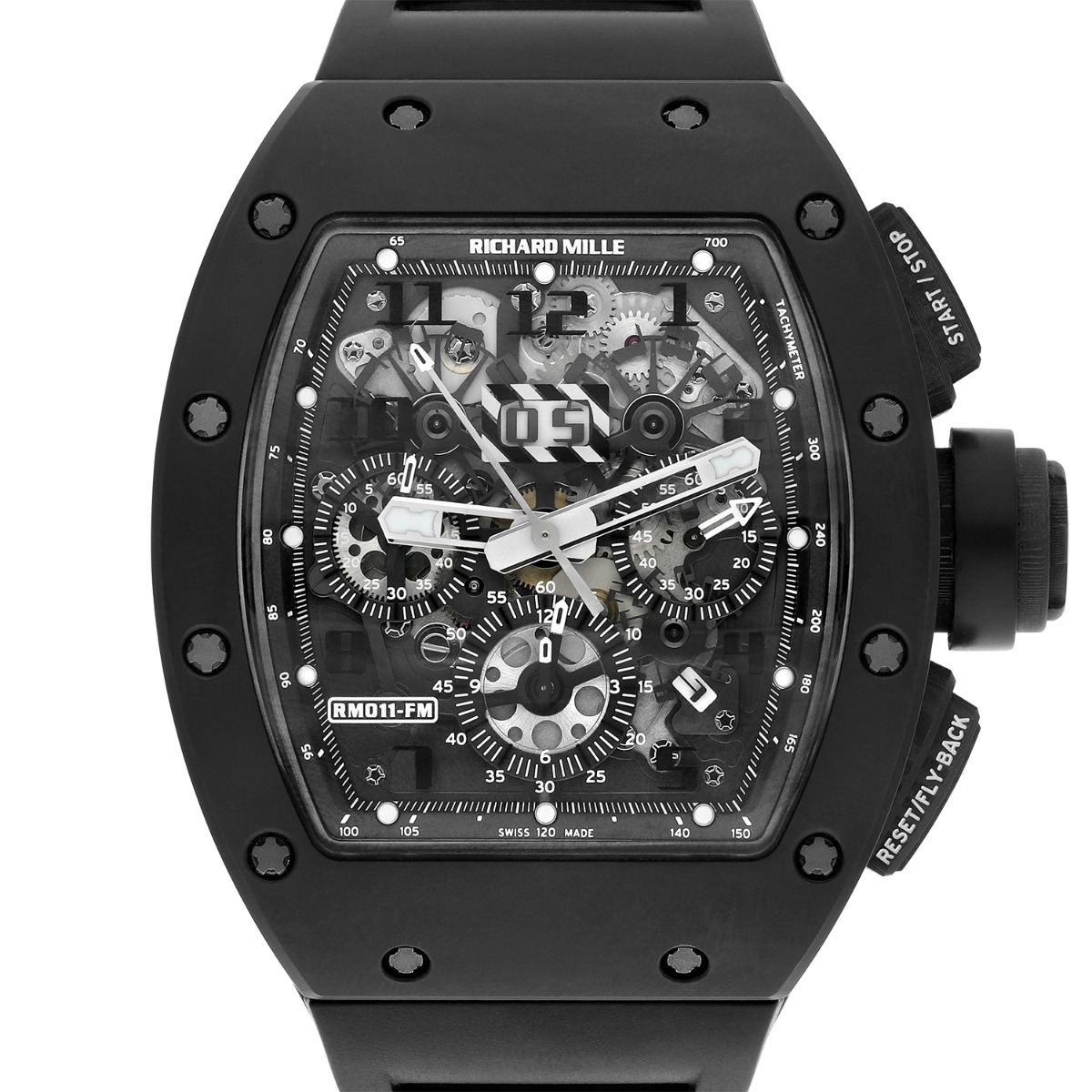 Richard Mille RM 011 Black Phantom PVD Ceramic Carbon Rubber Watch Complete