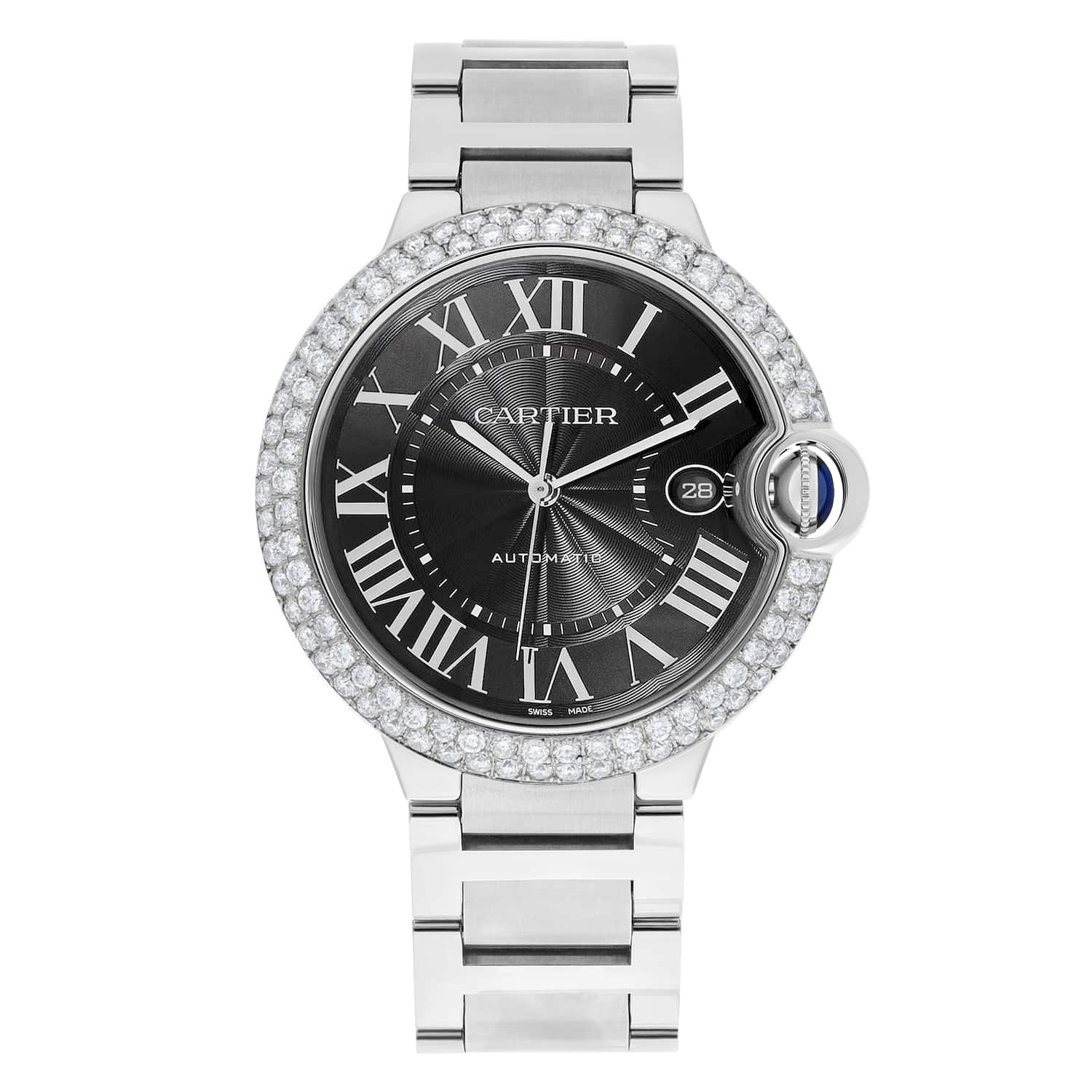 Cartier Ballon Bleu W6920042 Automatic Grey Dial Stainless Steel Diamond Watch