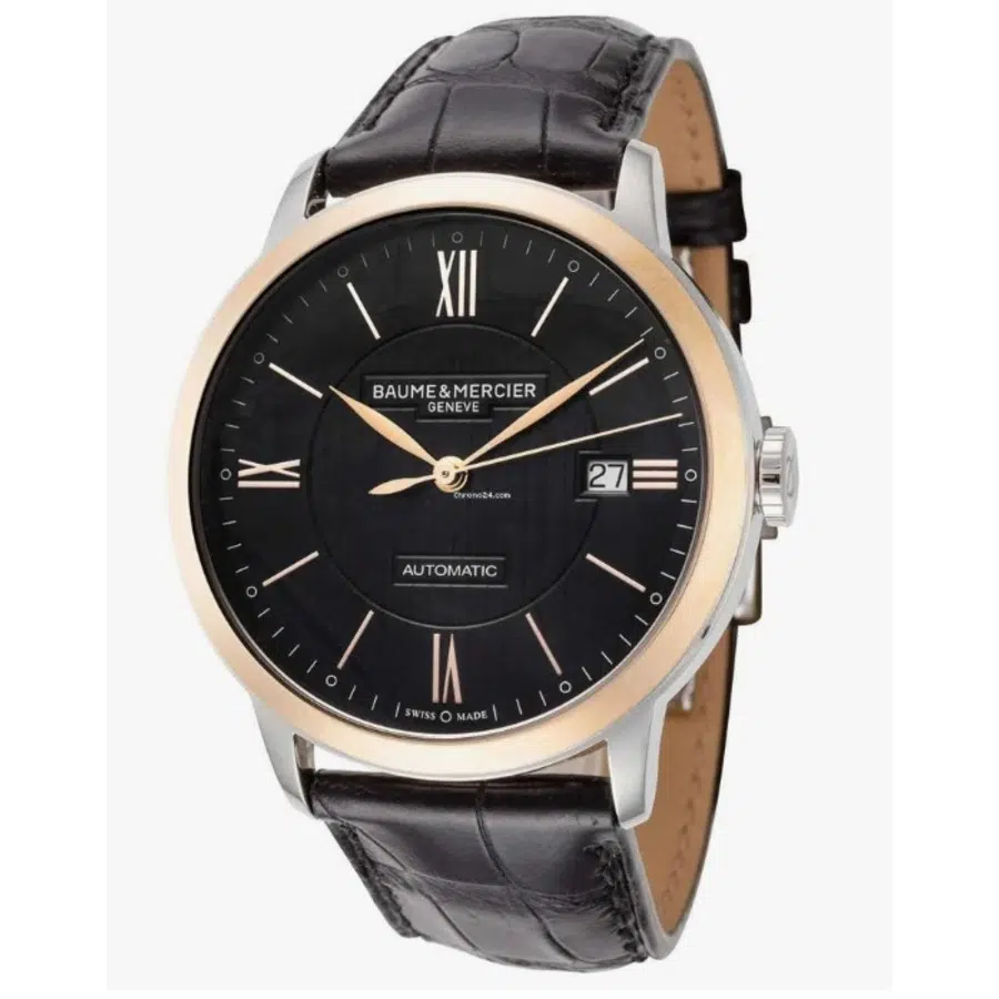 Baume and Mercier Classima 10292   Black Dial Automatic Steel/Rose Gold Black Leather 2024