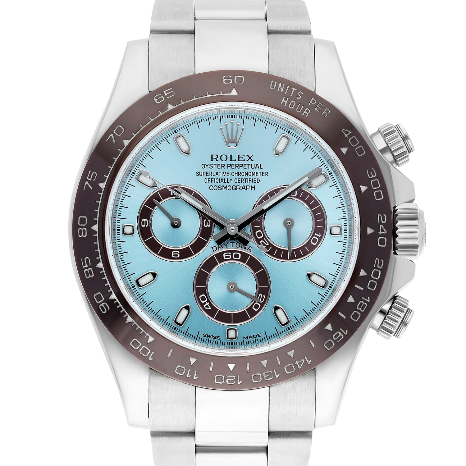 Rolex Daytona Glacier Ice Blue Dial 40mm Platinum Watch 116506 Complete Mint